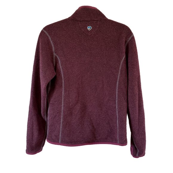 Kuhl Jacket Womens MEDIUM Maroon Alpaca Fleece Long Sleeve Full Zip Thumbholes - Picture 2 of 9